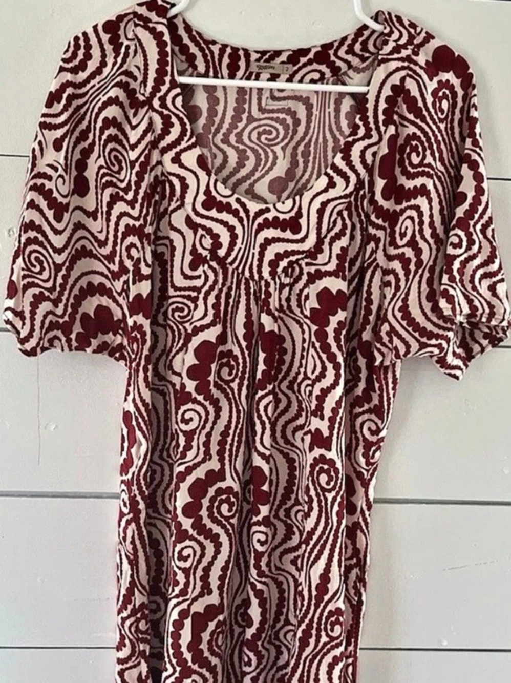 Totem Brazil M Red & White Abstract Print Mid thigh Dress